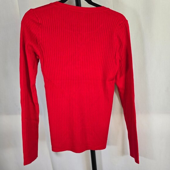 Red Soft Knit Jersey Sweater Blouse - Picture 2 of 2